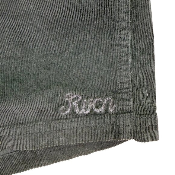 Rvca Mens Black Cotton Blend Shorts Medium Adjustable Drawstring Casual 17" Leng - Picture 6 of 11